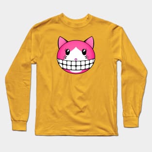 Pink Tuxie Kitty with Cheshire Grin Long Sleeve T-Shirt